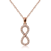 Rose Gold Flashed Sterling Silver Cubic Zirconia Infinity Necklace