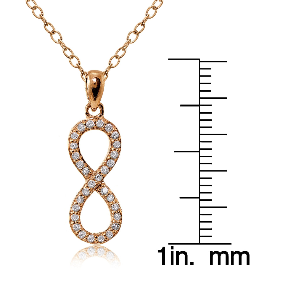 Rose Gold Flashed Sterling Silver Cubic Zirconia Infinity Necklace-3