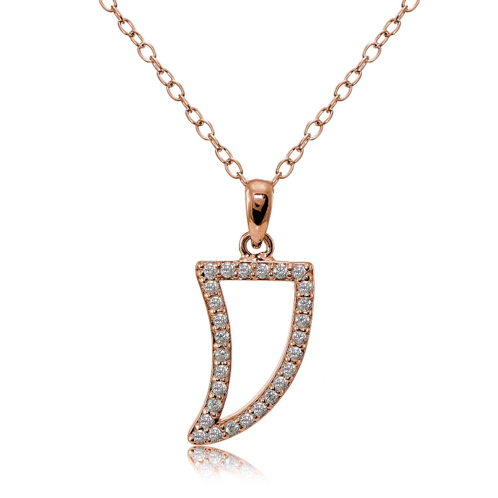 Rose Gold Flashed Sterling Silver Cubic Zirconia Tusk Necklace
