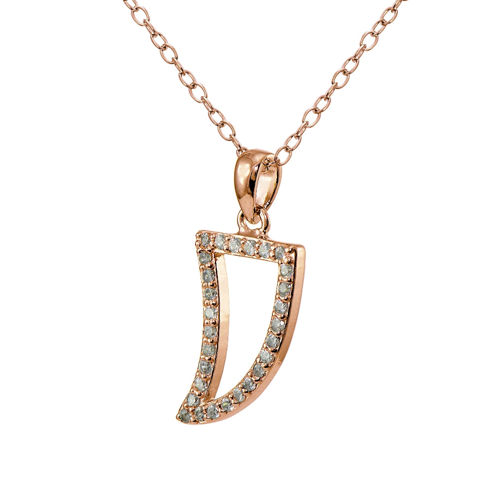 Rose Gold Flashed Sterling Silver Cubic Zirconia Tusk Necklace-2