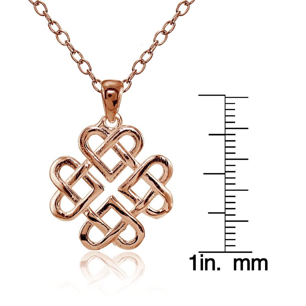 Rose Gold Flashed Sterling Silver High Polished Celtic Love Knot Necklace-3