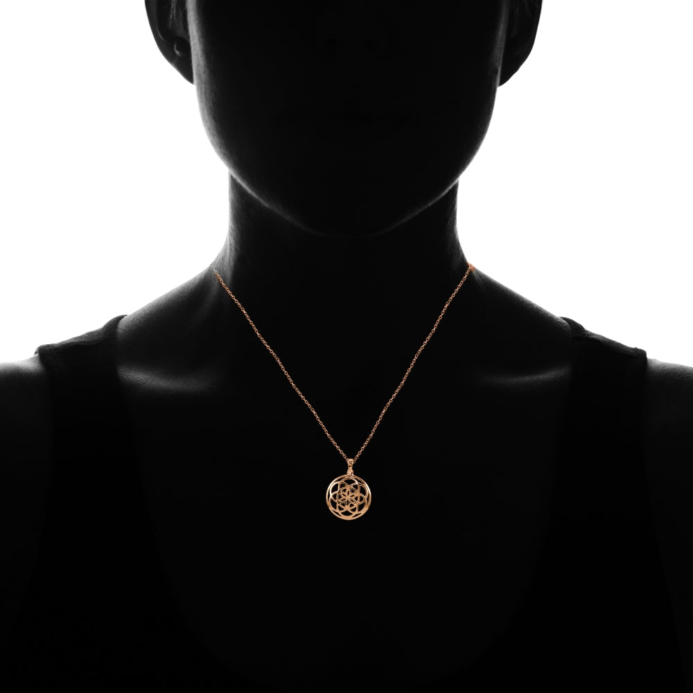 Rose Gold Flashed Sterling Silver High Polished Celtic Knot Round Necklace-3