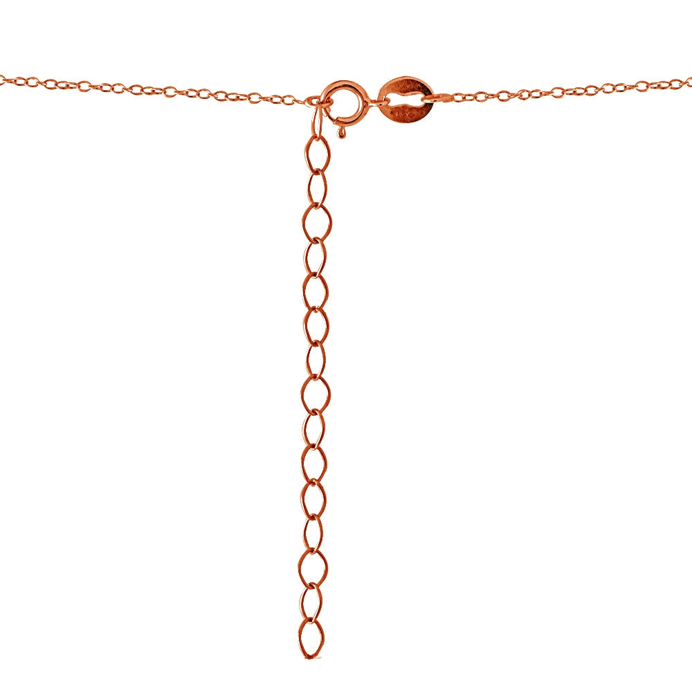 Rose Gold Flashed Sterling Silver Cubic Zirconia 3-Stone Triangle Necklace-2