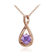 Rose Gold Flashed Sterling Silver Created Amethyst Polished 5mm Round Infinity Necklace