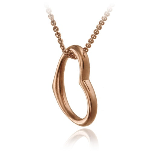 18K Rose Gold over Sterling Silver Designer-Inspired Open Floating Heart Pendant-2