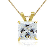 14K Yellow Gold 1.30CTTW Cubic Zirconia Square Solitaire Necklace, 6mm
