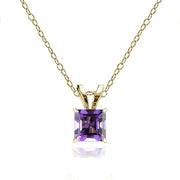 14k Yellow Gold African Amethyst 5mm Princess-Cut Pendant Necklace