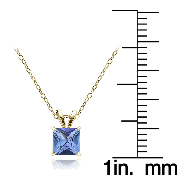 14k Yellow Gold Tanzanite 5mm Princess-Cut Pendant Necklace