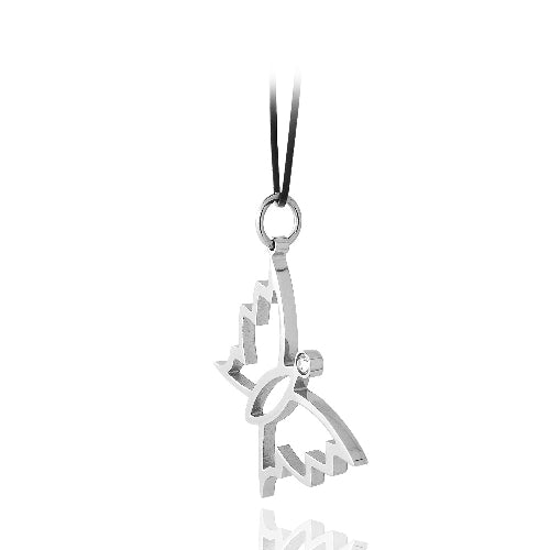 Stainless Steel CZ Butterfly Necklace-2