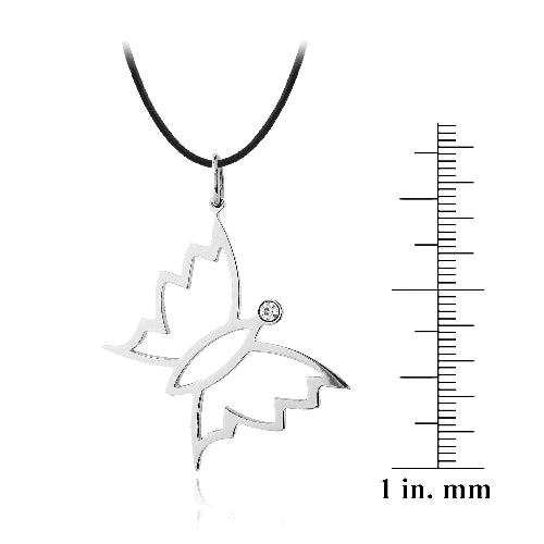 Stainless Steel CZ Butterfly Necklace-3