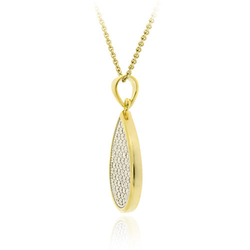 18K Gold over Sterling Silver CZ Micro Pave Teardrop Two-Tone Pendant-2