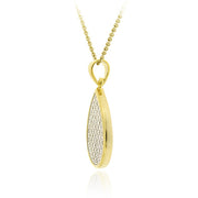 18K Gold over Sterling Silver CZ Micro Pave Teardrop Two-Tone Pendant