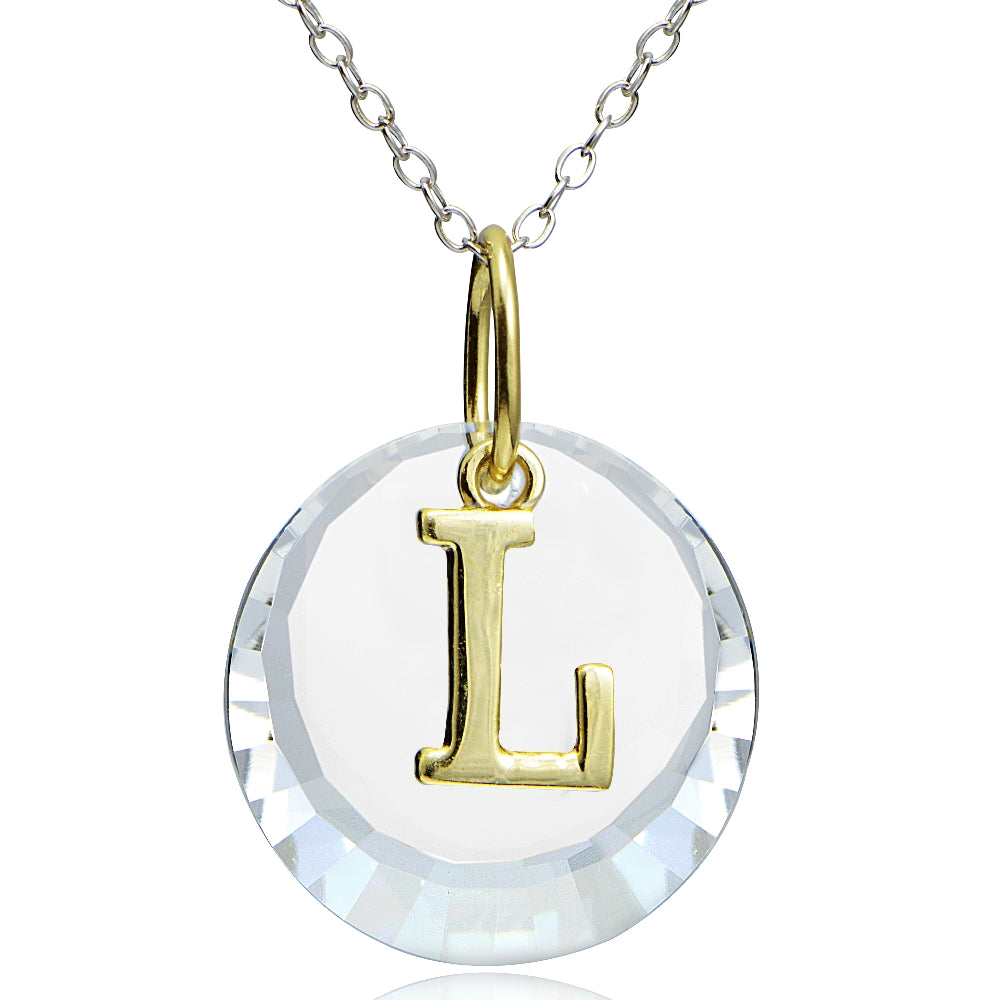 Sterling Silver Two-Tone "N" Initial Necklace made with Swarovski Elements, 18"-2