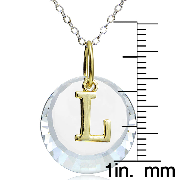 Sterling Silver Two-Tone "N" Initial Necklace made with Swarovski Elements, 18"