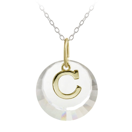 Sterling Silver Two-Tone "N" Initial Necklace made with Swarovski Elements, 18"-6