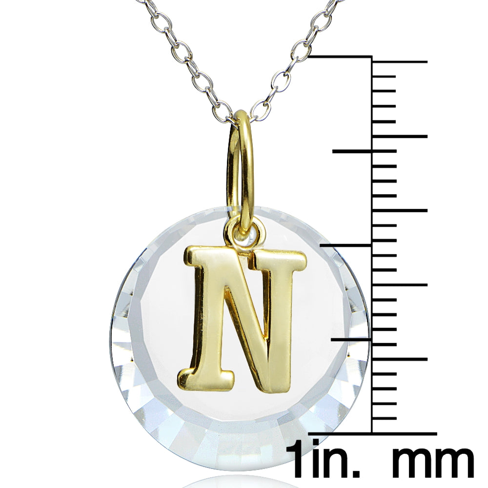 Sterling Silver Two-Tone "R" Initial Necklace made with Swarovski Elements, 18"-4