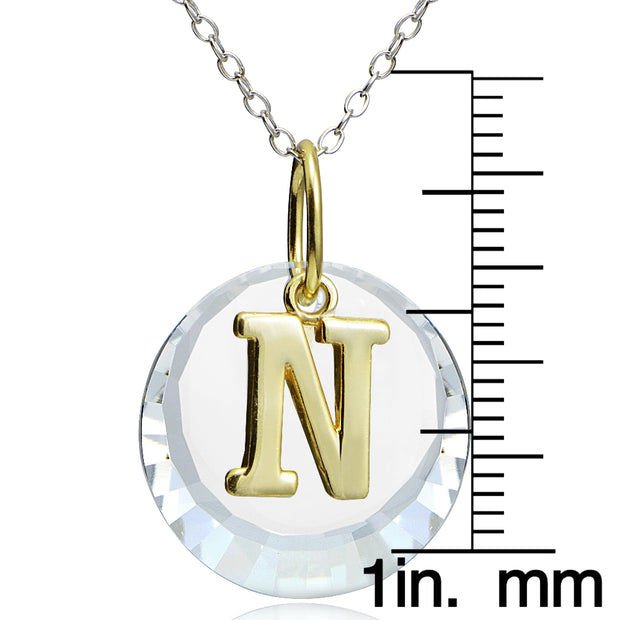 Sterling Silver Two-Tone "T" Initial Necklace made with Swarovski Elements, 18"