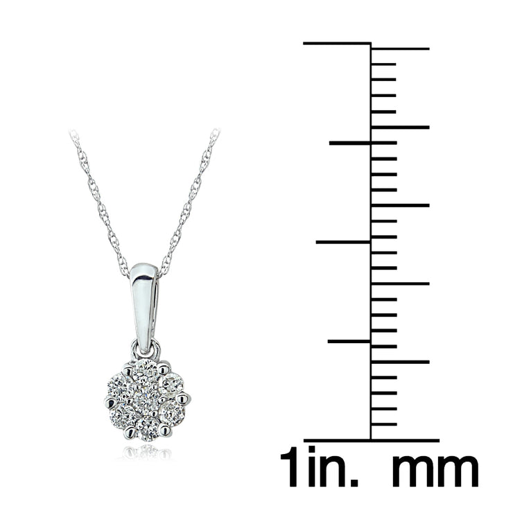 14K Gold 0.15ct tdw Diamond Cluster Pendant Necklace (G-H, I2)