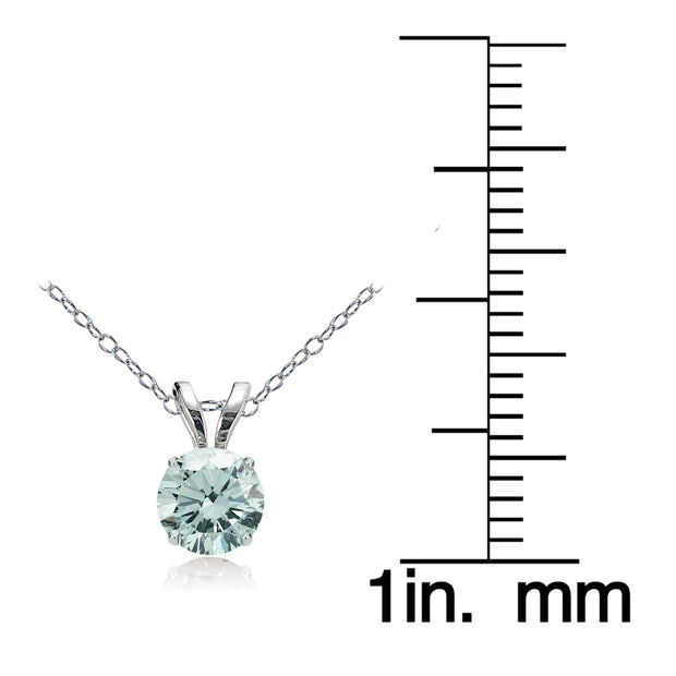 14k White Gold Green Amethyst 5mm Round Solitaire Necklace
