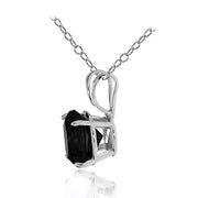 14k White Gold Black Spinel 6mm Round Solitaire Necklace