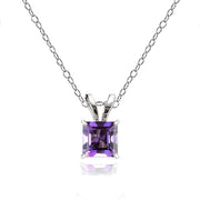 14k White Gold African Amethyst 5mm Princess-Cut Pendant Necklace