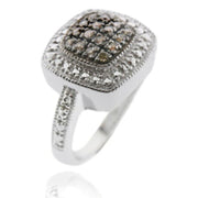 Sterling Silver 1/ ct tdw Champagne Diamond Square Ring