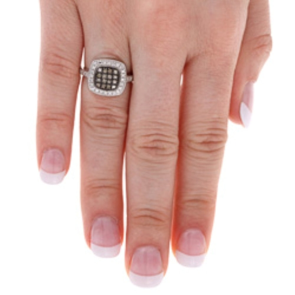 Sterling Silver 1/ ct tdw Champagne Diamond Square Ring-3