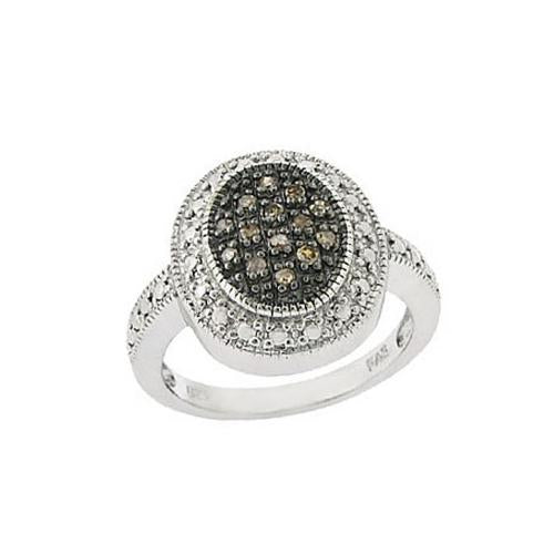 Sterling Silver 1/ ct tdw Champagne Diamond Oval Ring