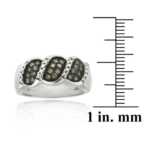 Sterling Silver 1/4ct. TDW Champagne Diamond S Design Ring-2