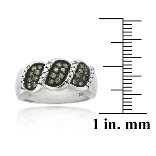 Sterling Silver 1/4ct. TDW Champagne Diamond S Design Ring