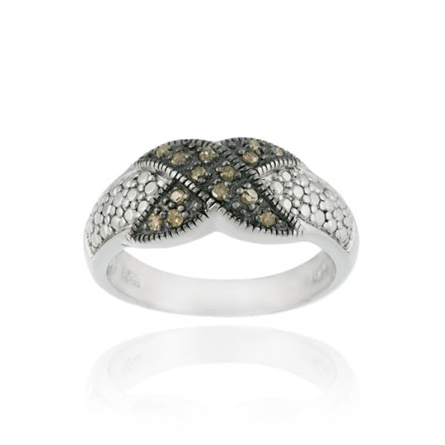 Sterling Silver 1/ ct tdw Champagne Diamond X Design Ring