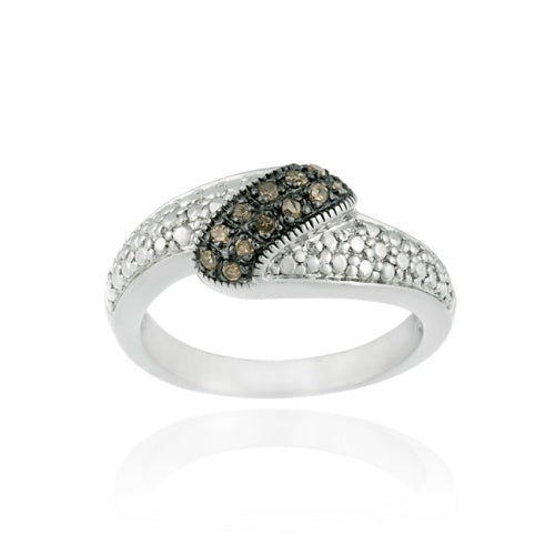 Sterling Silver 1/ ct tdw Champagne Diamond Wave Ring