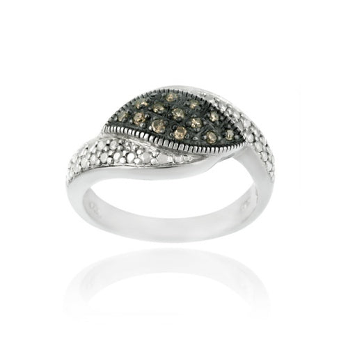 Sterling Silver 1/ ct tdw Champagne Diamond Pave Ring
