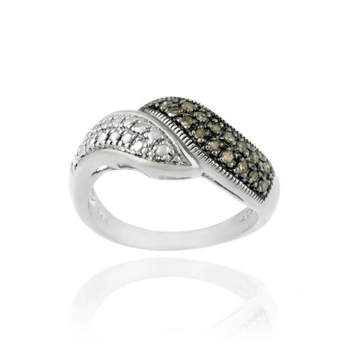 Sterling Silver 1/ ct. tdw Champagne Diamond Bypass Ring