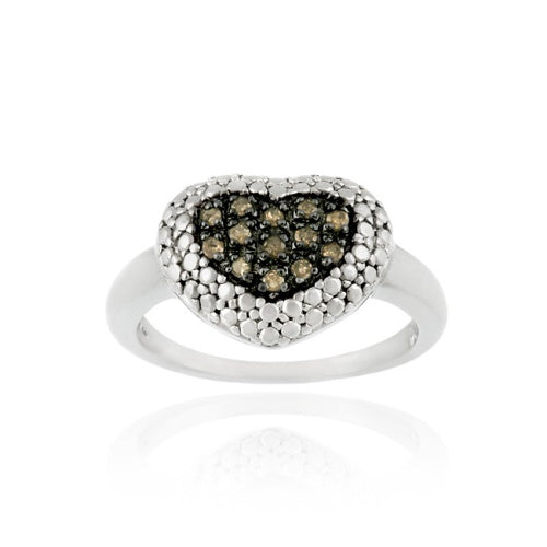 Sterling Silver 1/ ct tdw Champagne Diamond Heart Ring