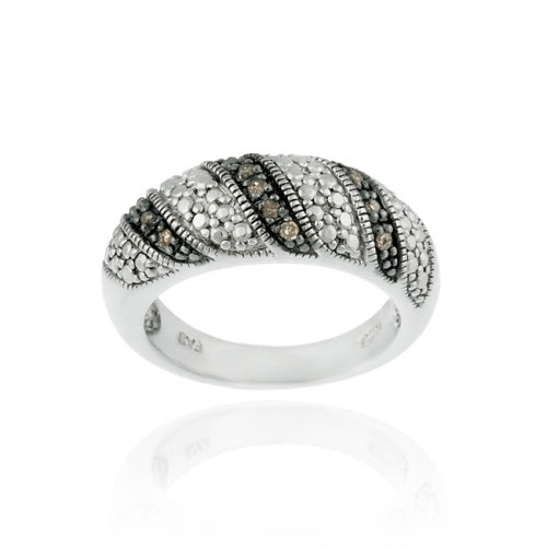 Sterling Silver 1/ ct tdw Champagne Diamond Swirl Ring