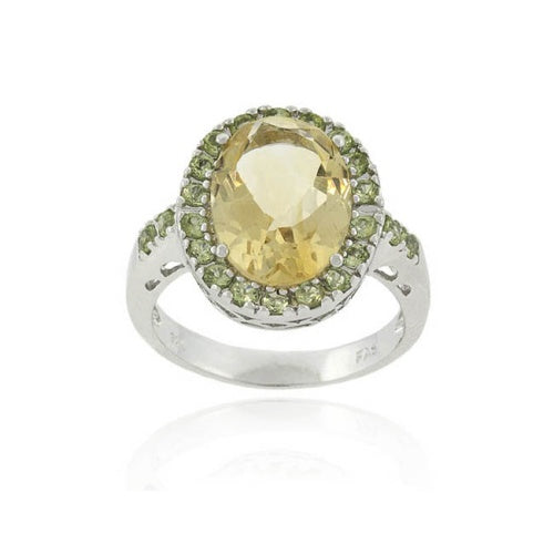 Sterling Silver Genuine . CT. TGW Citrine and Peridot Oval Ring