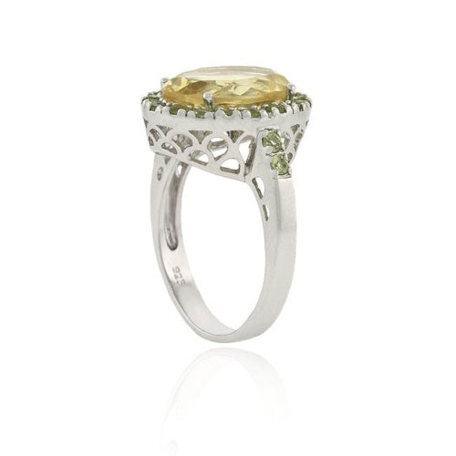 Sterling Silver Genuine . CT. TGW Citrine and Peridot Oval Ring-2