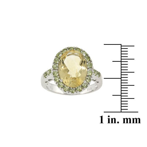 Sterling Silver Genuine . CT. TGW Citrine and Peridot Oval Ring-3