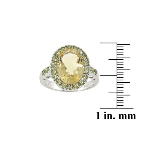 Sterling Silver Genuine . CT. TGW Citrine and Peridot Oval Ring