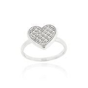 Sterling Silver CZ Micro Pave Heart Ring