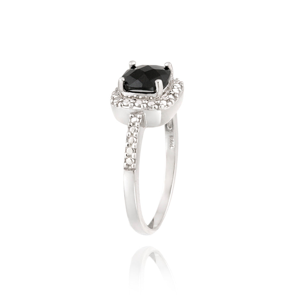 Sterling Silver 2ct Black Spinel & Diamond Accent Square Ring-2