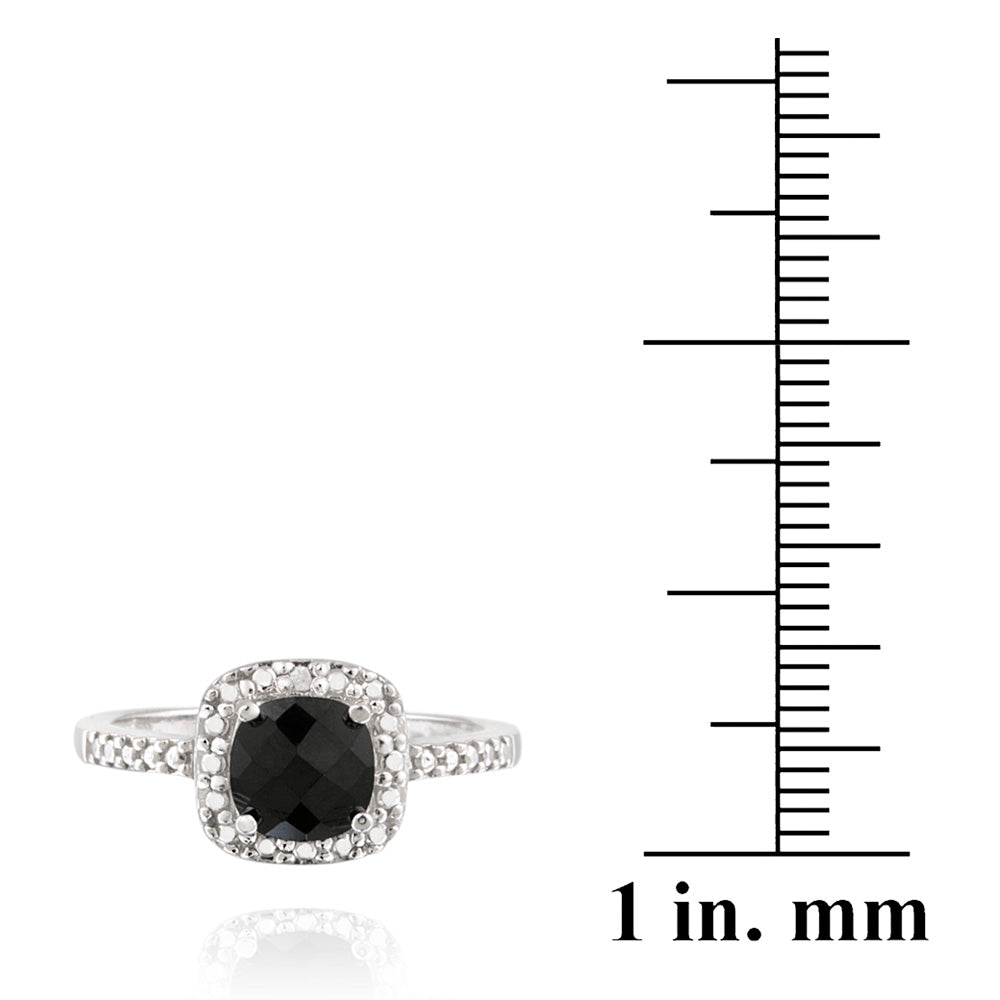 Sterling Silver 2ct Black Spinel & Diamond Accent Square Ring-3