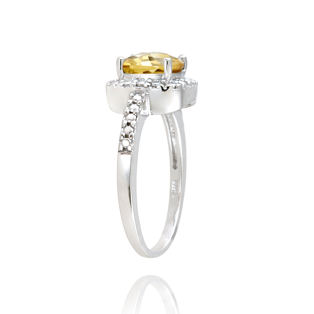 Sterling Silver Citrine & Diamond Accent Square Ring-2