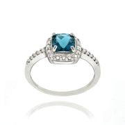 Sterling Silver London Blue Topaz & Diamond Accent Square Ring