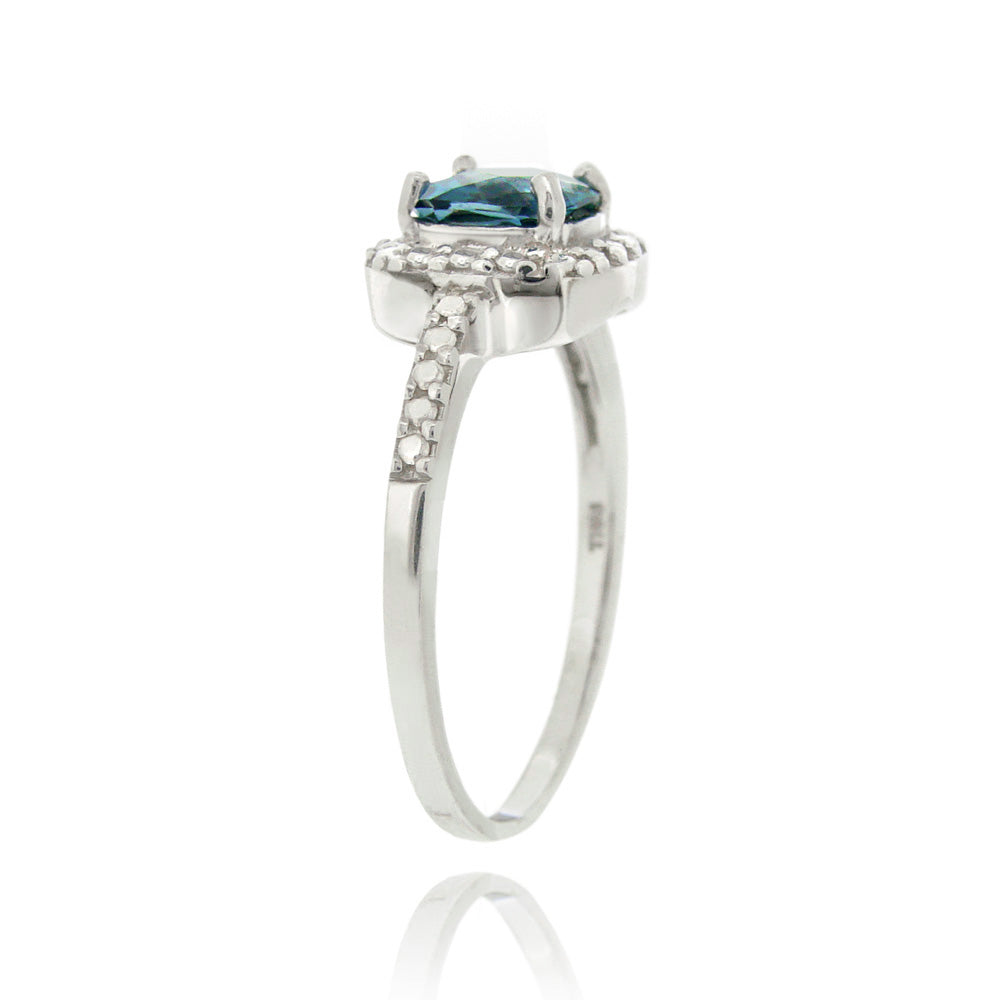 Sterling Silver London Blue Topaz & Diamond Accent Square Ring-2