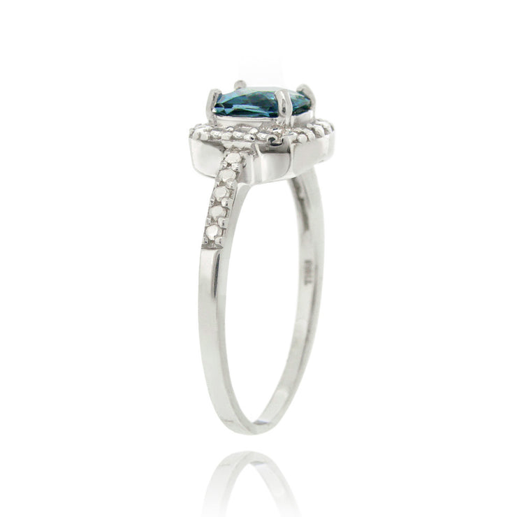 Sterling Silver London Blue Topaz & Diamond Accent Square Ring
