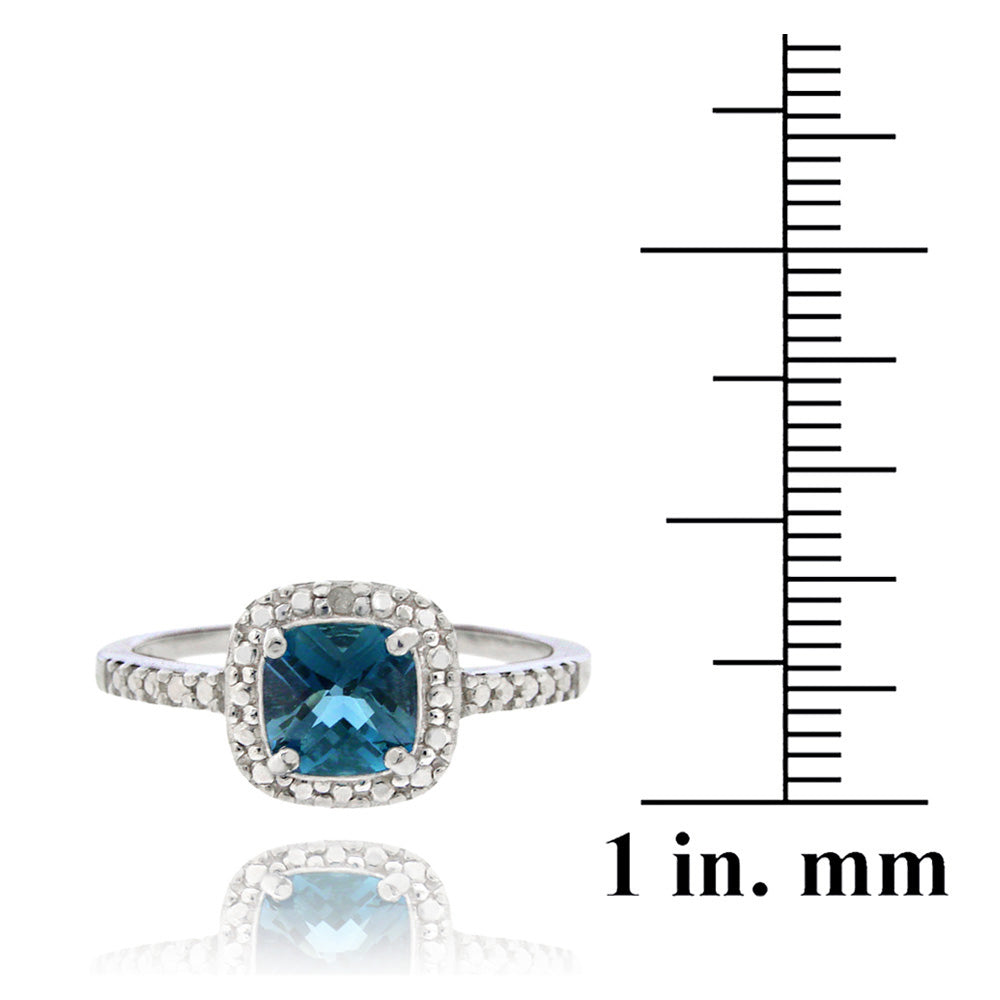 Sterling Silver London Blue Topaz & Diamond Accent Square Ring-3