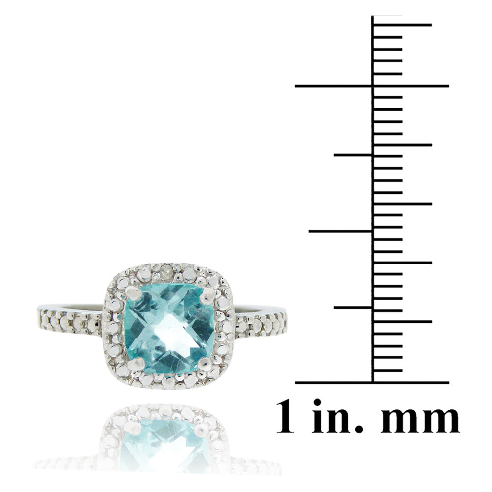 Sterling Silver Swiss Blue Topaz & Diamond Accent Square Ring-3
