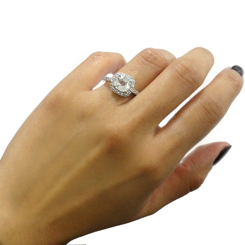 Sterling Silver 2.1ct White Topaz & Diamond Accent Square Ring-2